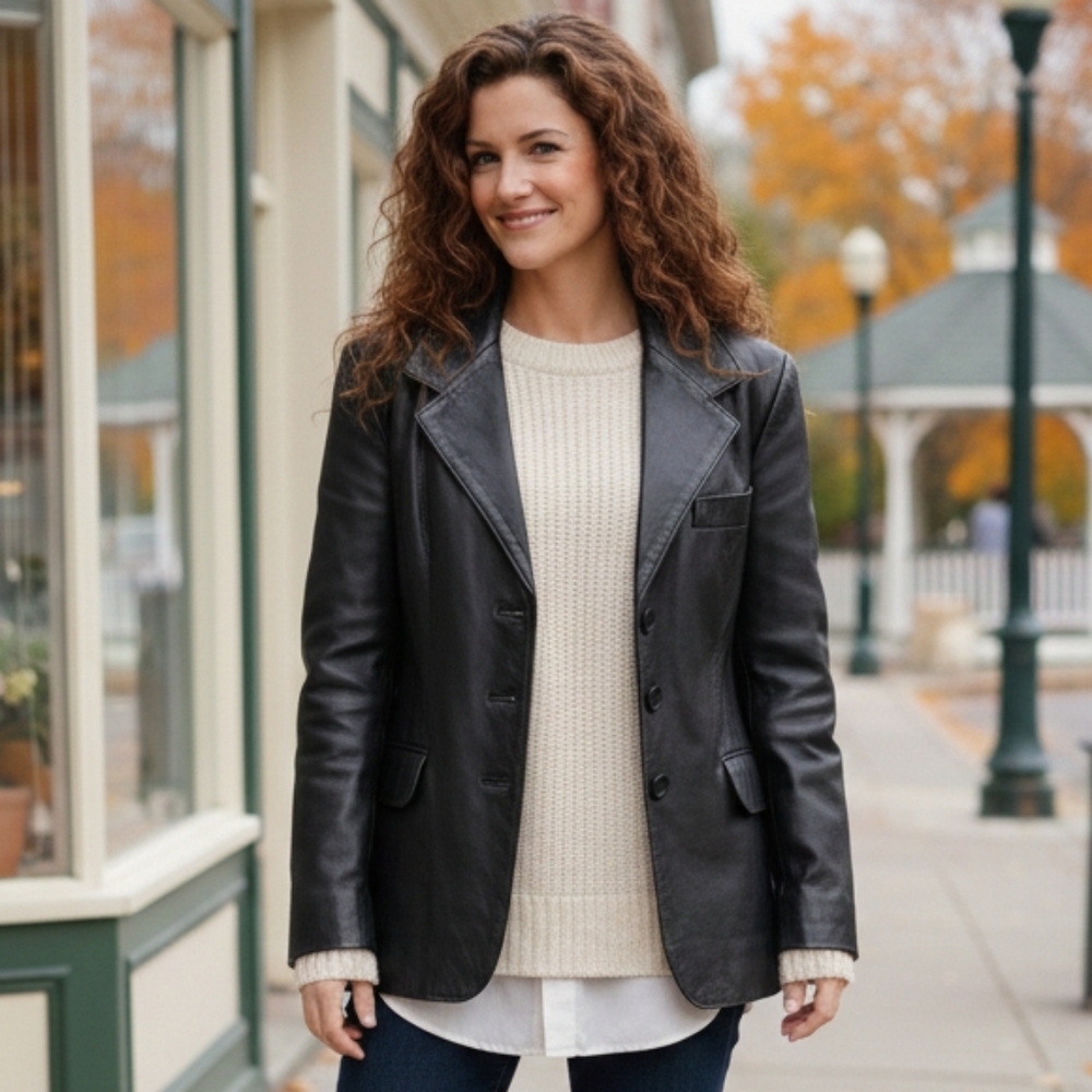 Laurence Roy M Vintage 90s Contemporary Lorelai Gilmore Lambskin Leather Jacket